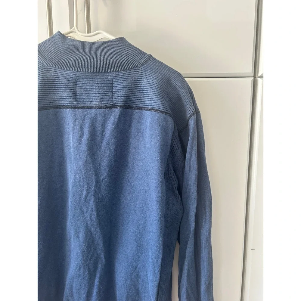 BKE Athletic Fit Mens Blue Quarter Zip Pullover Sweater Size Large Ribbed‎ Knit